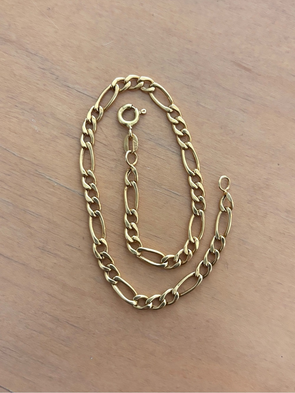 18K (750) Solid Gold Figaro Chain Bracelet - Vintage Jewelry